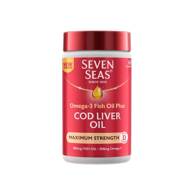 Seven Seas Cod Liver Oil Max Strength Omega-3 & Vitamin D Capsules   60 per pack GOODS M&S   