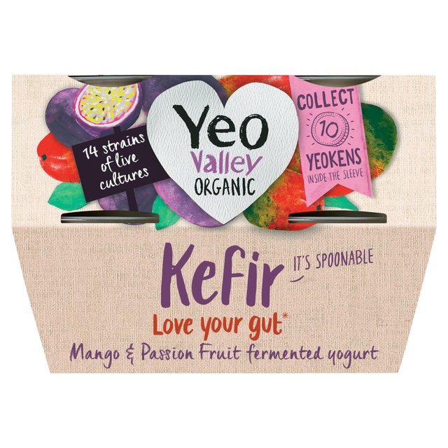 Yeo Valley Organic Mango & Passionfruit Kefir Yogurt   4 x 100g