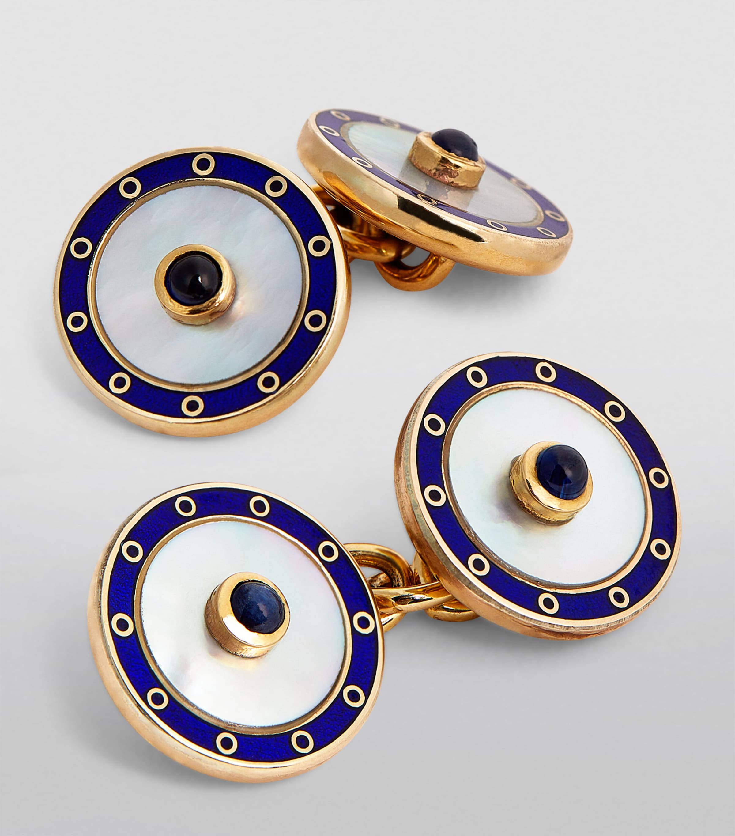 Deakin & Francis yellow gold sapphire chain-link cufflinks, UK version