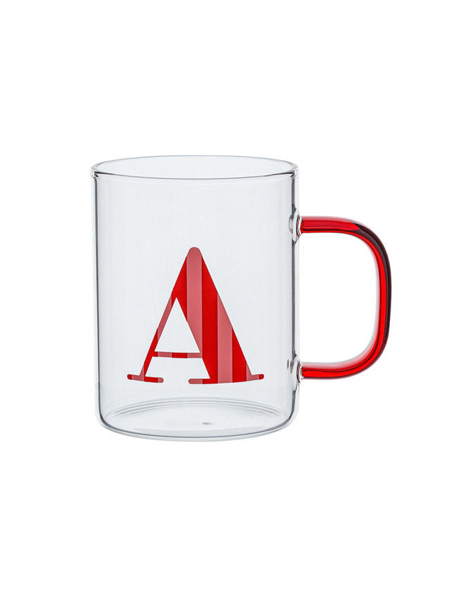 George Home Red Alphabet Glass Mug - A GOODS ASDA   