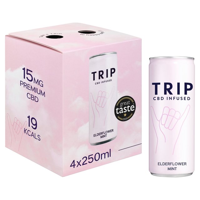 TRIP CBD Infused Elderflower Mint   4 x 250ml GOODS M&S   