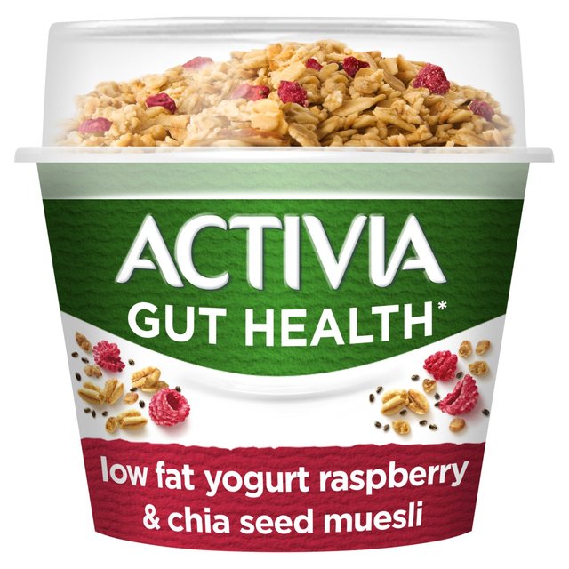 Activia Raspberry & Chia Seed Museli Breakfast Pot Low Fat Yoghurt   165g GOODS M&S   