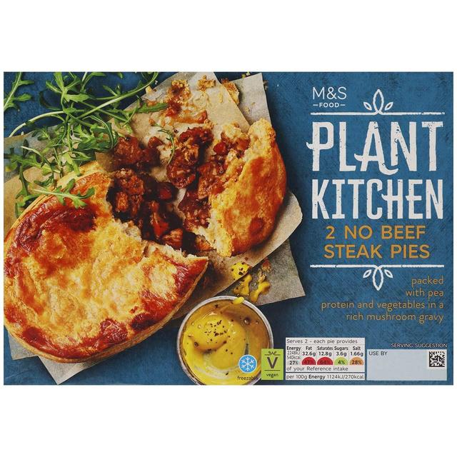 M&S Plant Kitchen 2 No Beef Steak Pies   400g