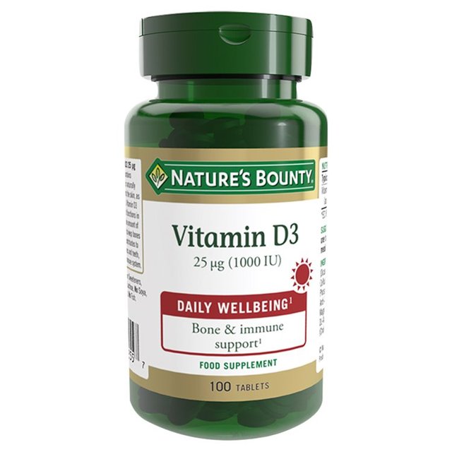 Nature's Bounty Vitamin D3 Supplement Tablets 25ug 1000IU     100 per pack GOODS M&S   