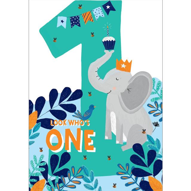 Happy Elephant 1st Birthday Card GOODS M&S   