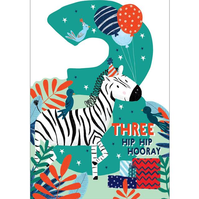 Party Zebra 3rd Birthday Card GOODS M&S   