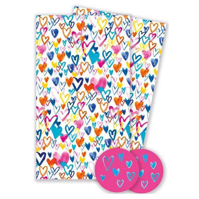 Hearts Gift Wrap Sheets & Tags   2 per pack