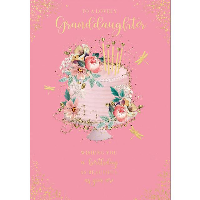 Granddaughter Pink Cake Birthday Card