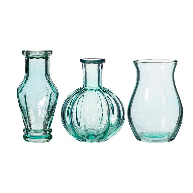 Sass & Belle Recycled Glass Vintage Bud Vase Pale Blue Set 3   3 per pack GOODS M&S   