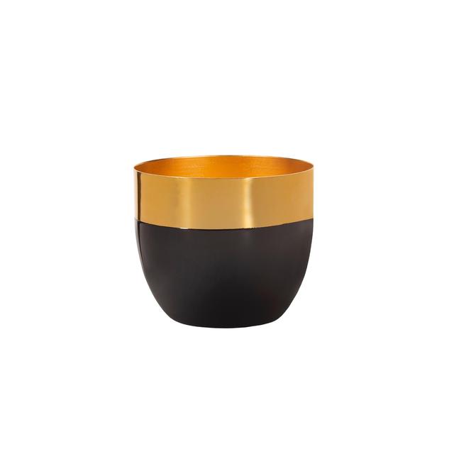 Sass & Belle Polished Gold & Black Metal Planter Small GOODS M&S   