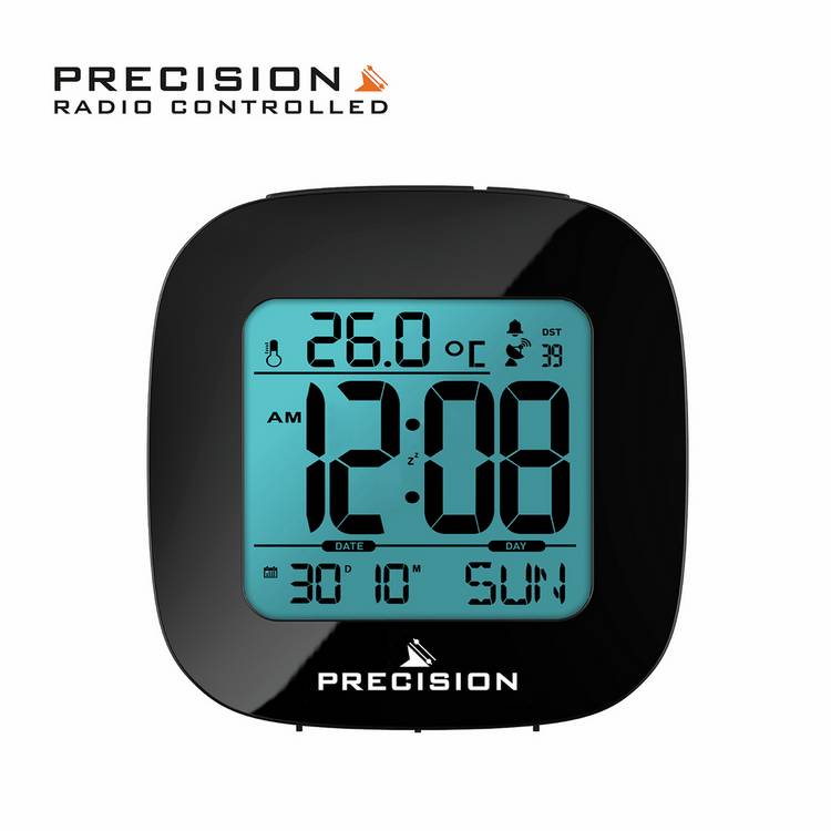 Precision radio controlled alarm clock with LCD display - British product