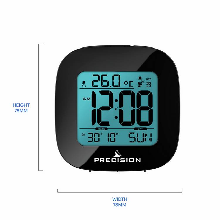 Precision radio controlled alarm clock with LCD display - British product