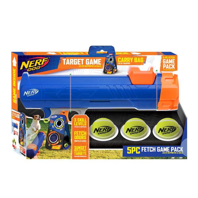 Nerf Tennis Ball Blaster with Target Game Dog Toy