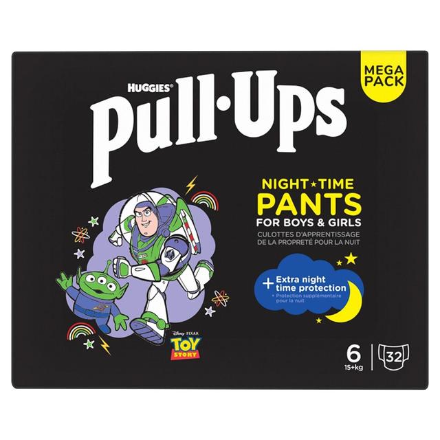 Huggies Pull-Ups Night Time Unisex Training Nappy Pants- Size 6 MEGA 32 Pk   32 per pack GOODS M&S   