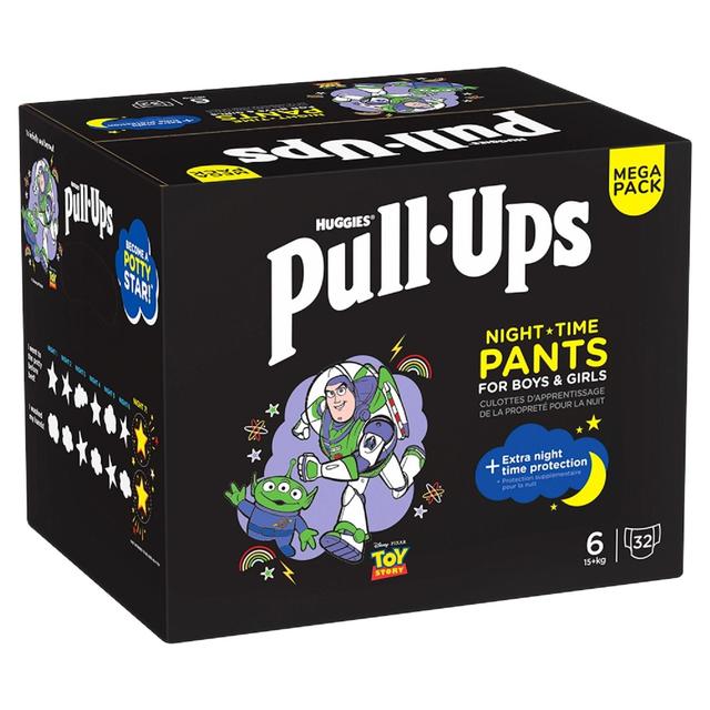 Huggies Pull-Ups Night Time Unisex Training Nappy Pants- Size 6 MEGA 32 Pk   32 per pack GOODS M&S   