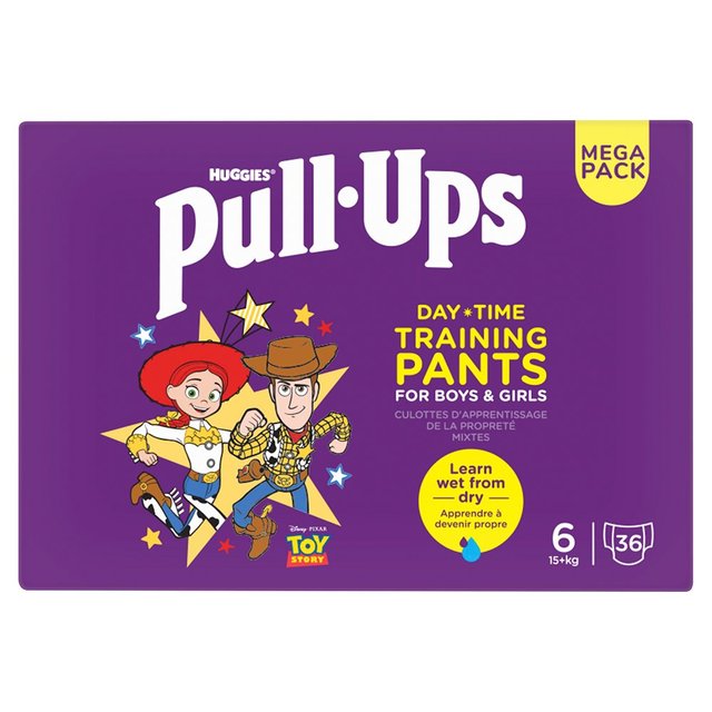 Huggies Pull Ups Day Time Unisex Training Nappy Pants -Size 6 MEGA 36 Pants   36 per pack GOODS M&S   