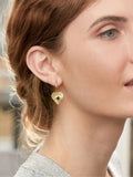 Ottoman Hands gold hoop earrings blue crystal heart, UK version