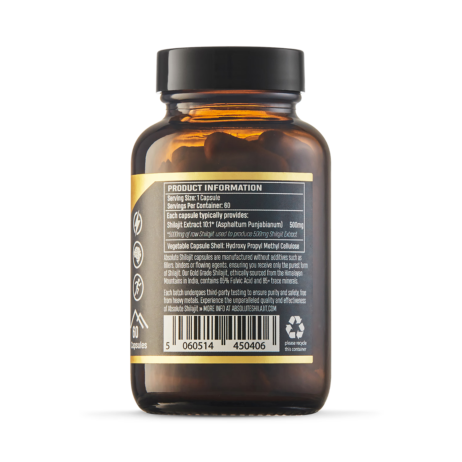Absolute Shilajit shilajit extract 500 mg capsules 60, UK version