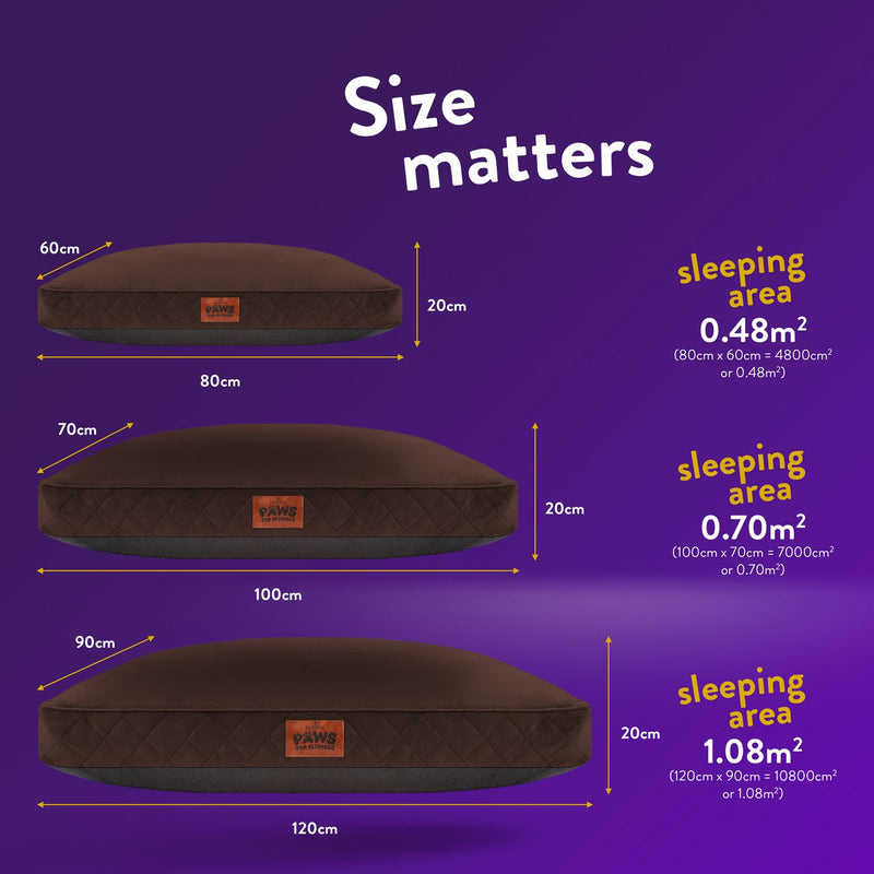 Paws For Slumber luxury chocolate pet bed medium, imported from the UK