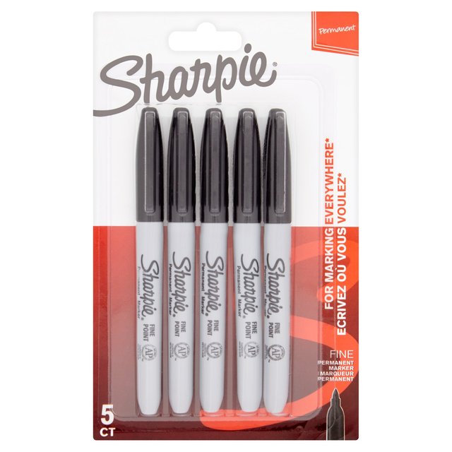 Sharpie Permanent Marker Black   5 per pack GOODS M&S   