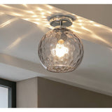 Argos Home Luxe flush ceiling light chrome hammered glass 20cm, imported from the UK
