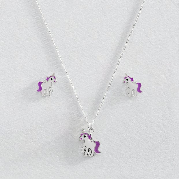 Revere unicorn enamel jewellery set, imported from the UK