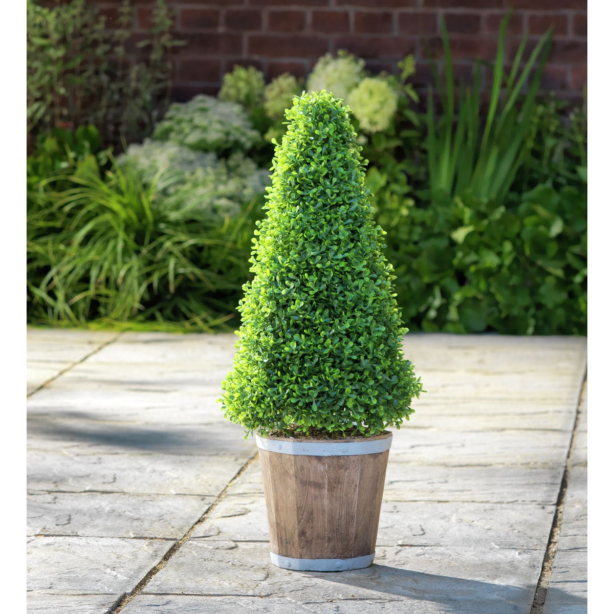 Sainsbury's faux cone tree in lime-washed pot 74cm (British brand)