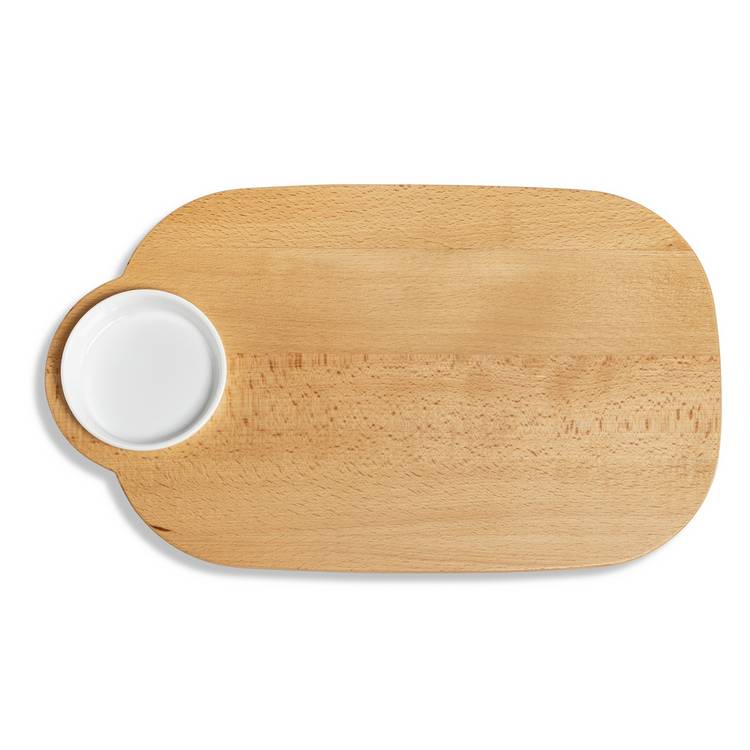 Sebastian Conran wooden serveboard with porcelain bowl, UK version