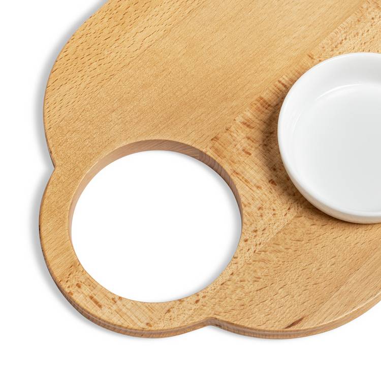 Sebastian Conran wooden serveboard with porcelain bowl, UK version