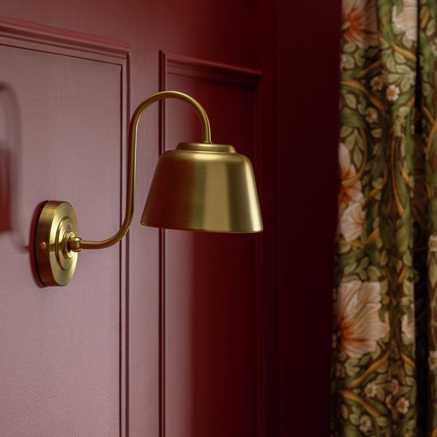 Habitat and Morris and Co brass wall light library, British product