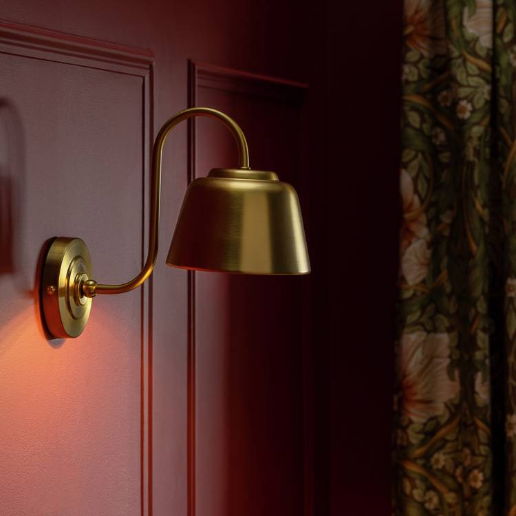 Habitat and Morris and Co brass wall light library, British product