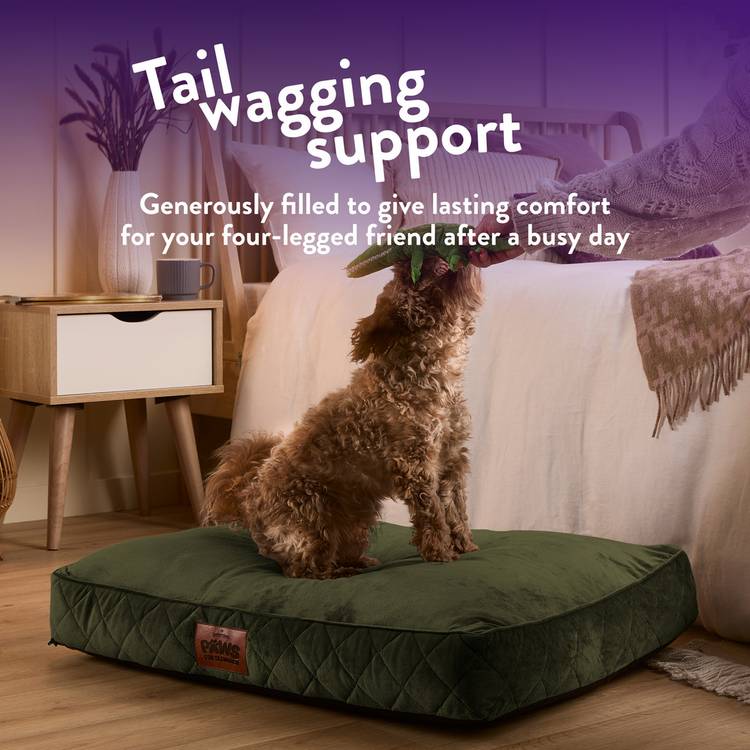 Paws For Slumber luxury forest green pet bed medium, imported from the UK
