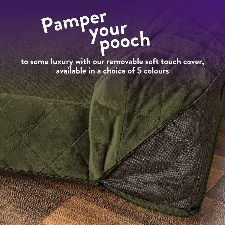 Paws For Slumber luxury forest green pet bed medium, imported from the UK
