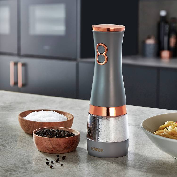 Tower Cavaletto Duo electric salt and pepper mill grey, imported from the UK