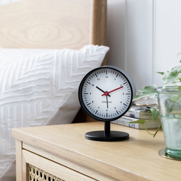 Habitat analogue alarm clock black and white (British brand)