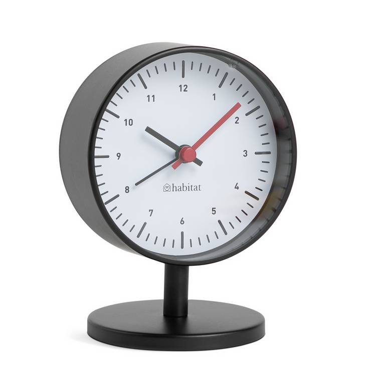 Habitat analogue alarm clock black and white (British brand)