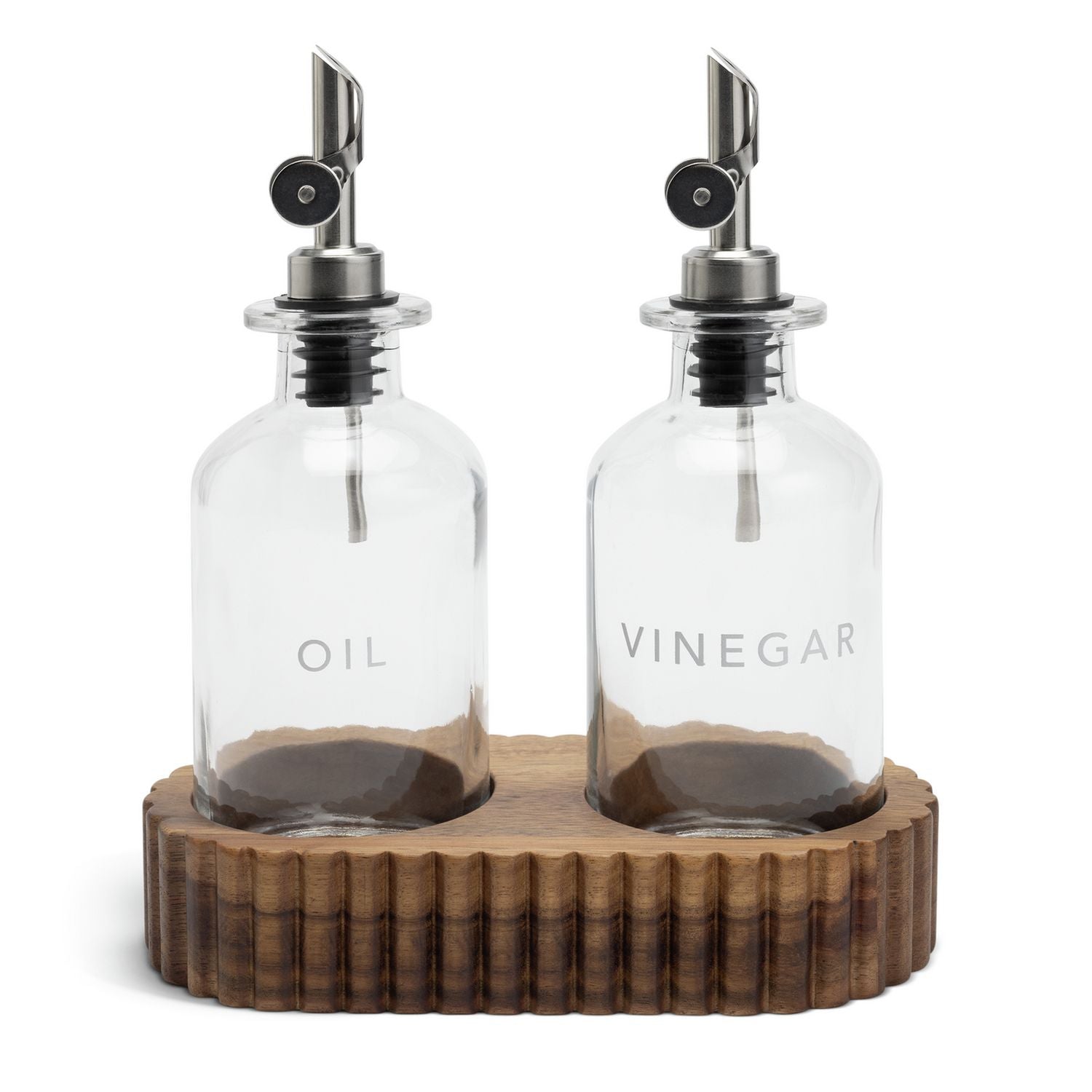 Habitat 0.5L glass oil pourer set of 2 with stand, imported from the UK