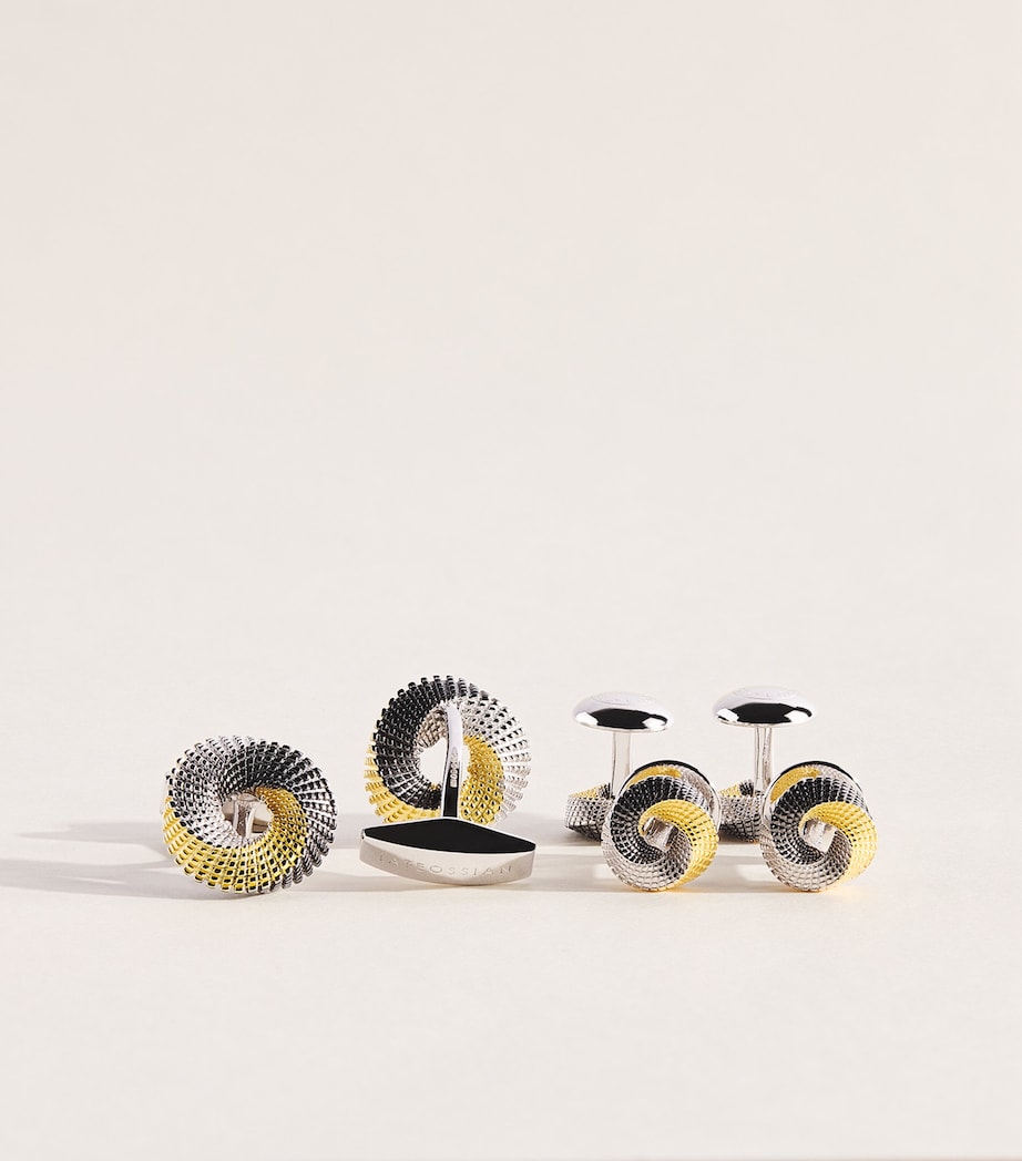 Tateossian Mobius knot cufflinks and studs set (British brand)