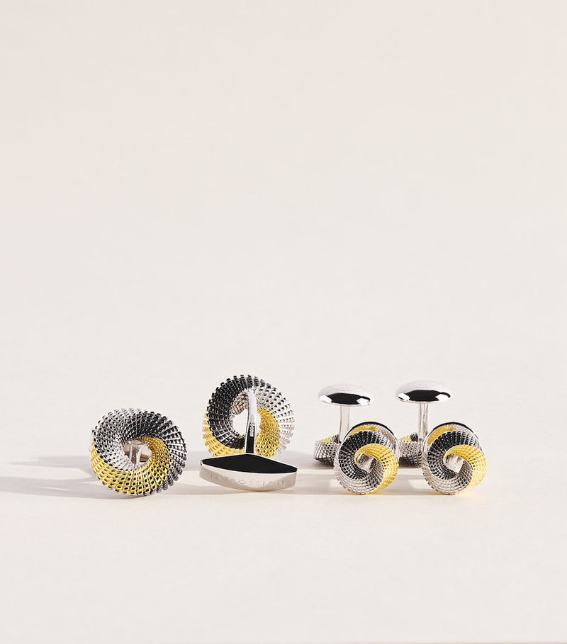 Tateossian Mobius knot cufflinks and studs set (British brand)