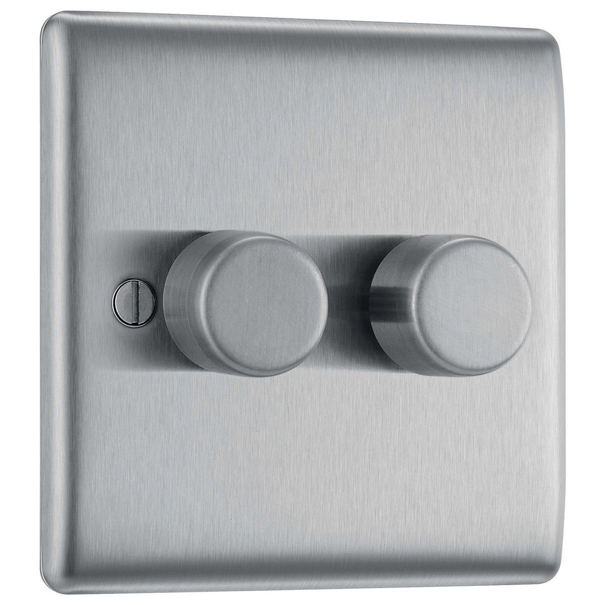 BG 2 gang 2 way dimmer switch stainless steel, UK version