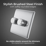 BG 2 gang 2 way dimmer switch stainless steel, UK version