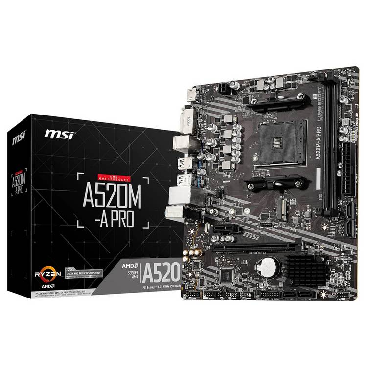 MSI A520M-A Pro micro-ATX motherboard, imported from the UK