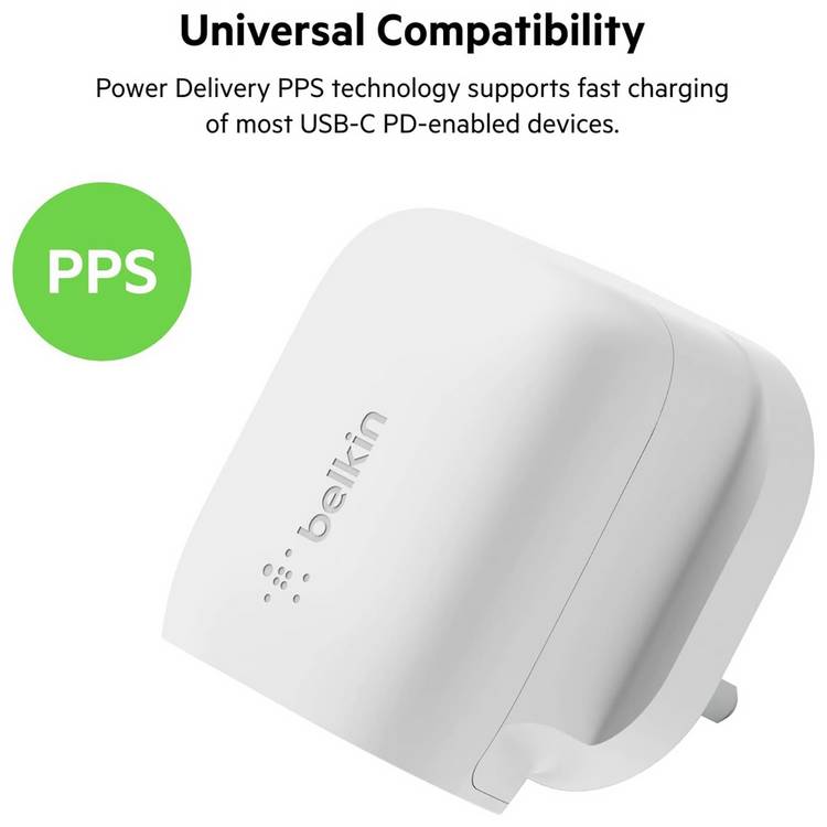 Belkin 20W USB-C wall charger with 1m cable, UK version