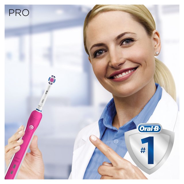 Oral-B Pro 1 650 Pink 3D White Electric Toothbrush (+ Whitening Toothpaste)