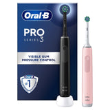 Oral-B Pro 3 3900 Black & Pink Duo Pack of 2 Electric Toothbrushes   2 per pack GOODS M&S   