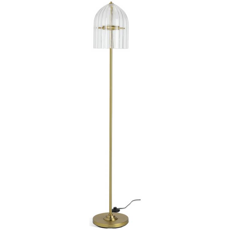 Habitat glass cloche floor lamp with brass stand, imported from the UK