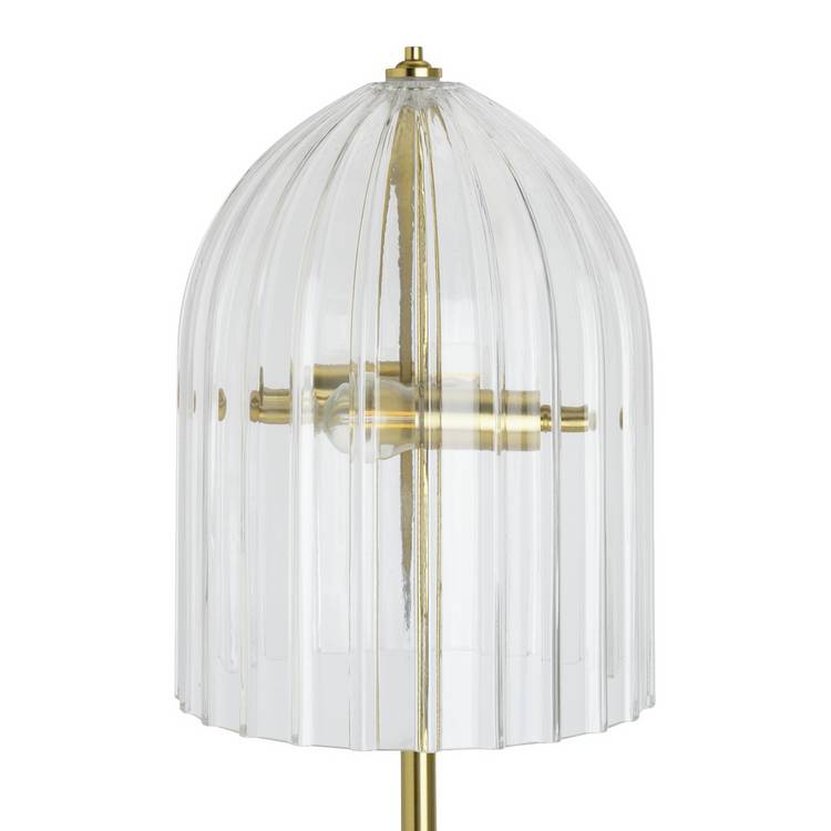 Habitat glass cloche floor lamp with brass stand, imported from the UK