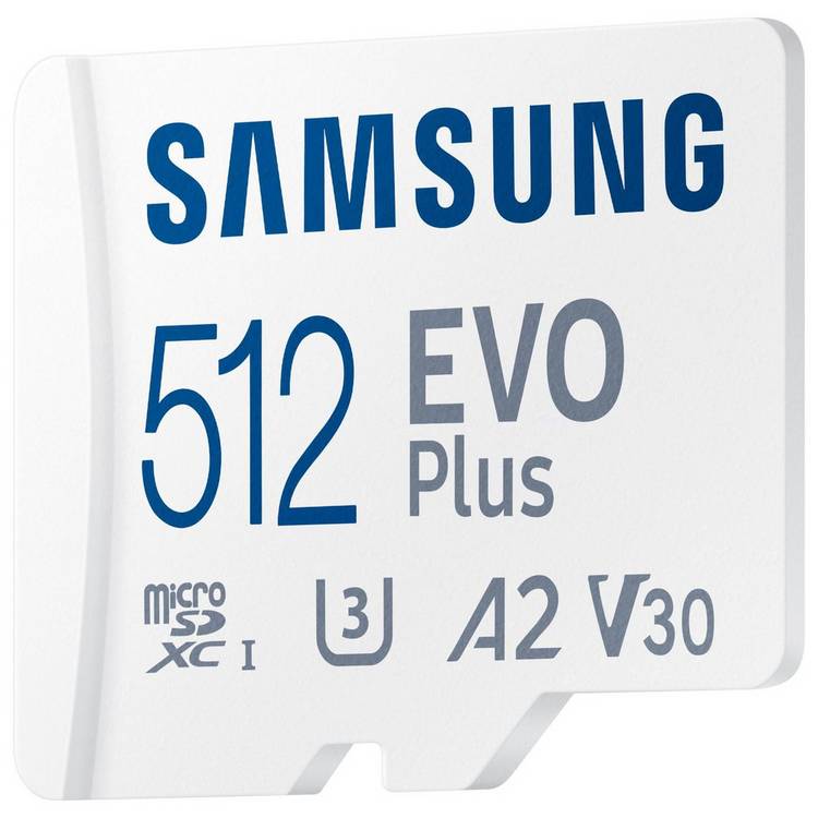 Samsung EVO Plus 512GB microSD memory card, imported from the UK