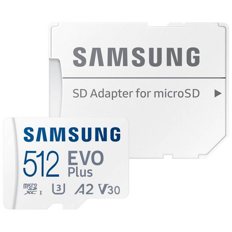 Samsung EVO Plus 512GB microSD memory card, imported from the UK