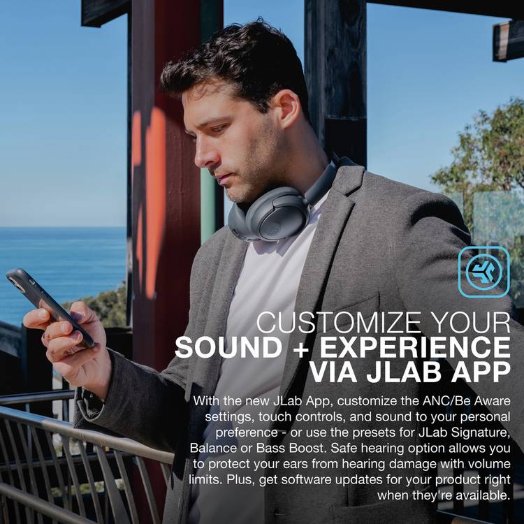 JLab JBuds Lux ANC over-ear wireless headphones Graphite, imported from the UK